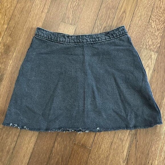 vintage of American apparel button up washed grey black denim mini skirt - Picture 3 of 5